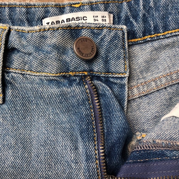 ZARA Distressed Patchwork Denim Shorts - Picture 5 of 9